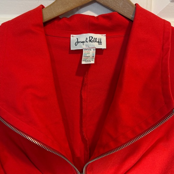 Joseph Ribkoff jacket 3/4 sleeve Red Zip-Up cardigan top ruched stretch *read 18 - Picture 3 of 17